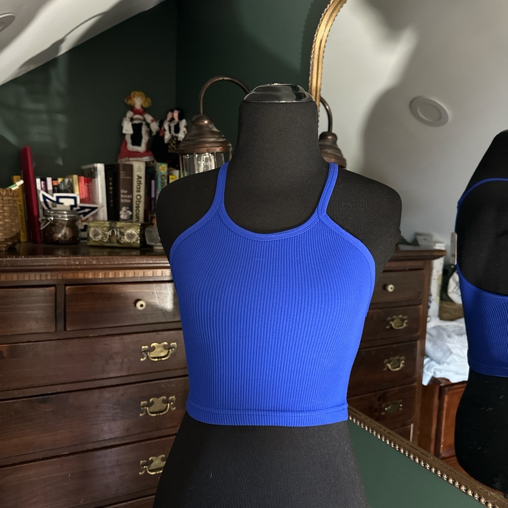 Free People Electric Blue Ribbed Crop Top